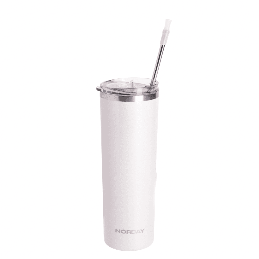 Skinny 22 oz White Glitter